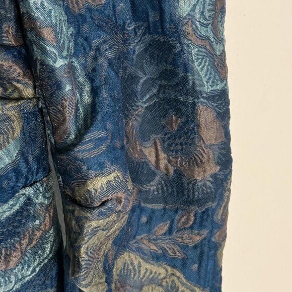 Y2k Bebe Jacket Womens 6 Blue Floral Brocade Puff Sleeve Cropped Zip Jacquard - Picture 9 of 16